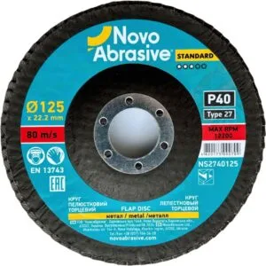 NOVOABRASIVE 27 Fächerscheibe, 125 x 22,23 mm, P40