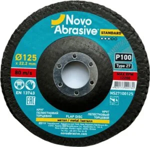 NOVOABRASIVE 27 Fächerscheibe, 125x22,23 mm, P100
