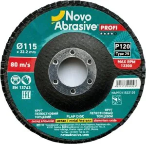 NovoAbrasive Profi 29 Fächerscheibe, 115x22,23 mm, P120