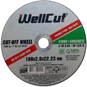 WellCut Trennscheibe 180 x 2,0 x 22,23 mm, für Stein