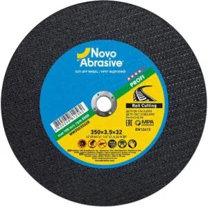 Trennscheibe NOVOABRASIVE 41 350 x 3,5 x 32 mm, auf einer Schiene