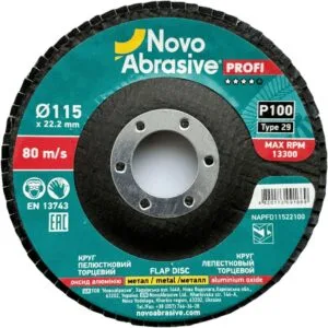 NovoAbrasive Profi 29 Fächerscheibe, 115x22,23 mm, P100