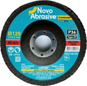 NOVOABRASIVE 27 Fächerscheibe 125x22,23 mm, P36