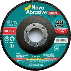 NovoAbrasive Profi 29 Fächerscheibe, 115 x 22,23 mm, P80