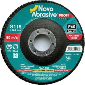 NovoAbrasive Profi 29 Fächerscheibe, 115 x 22,23 mm, P60